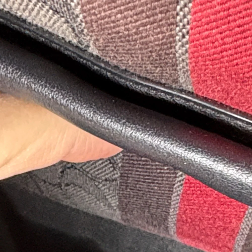 Coach West Backpack Signature Canvas Varsity Stripe Charcoal Red F68034 EUC - Picture 8 of 12